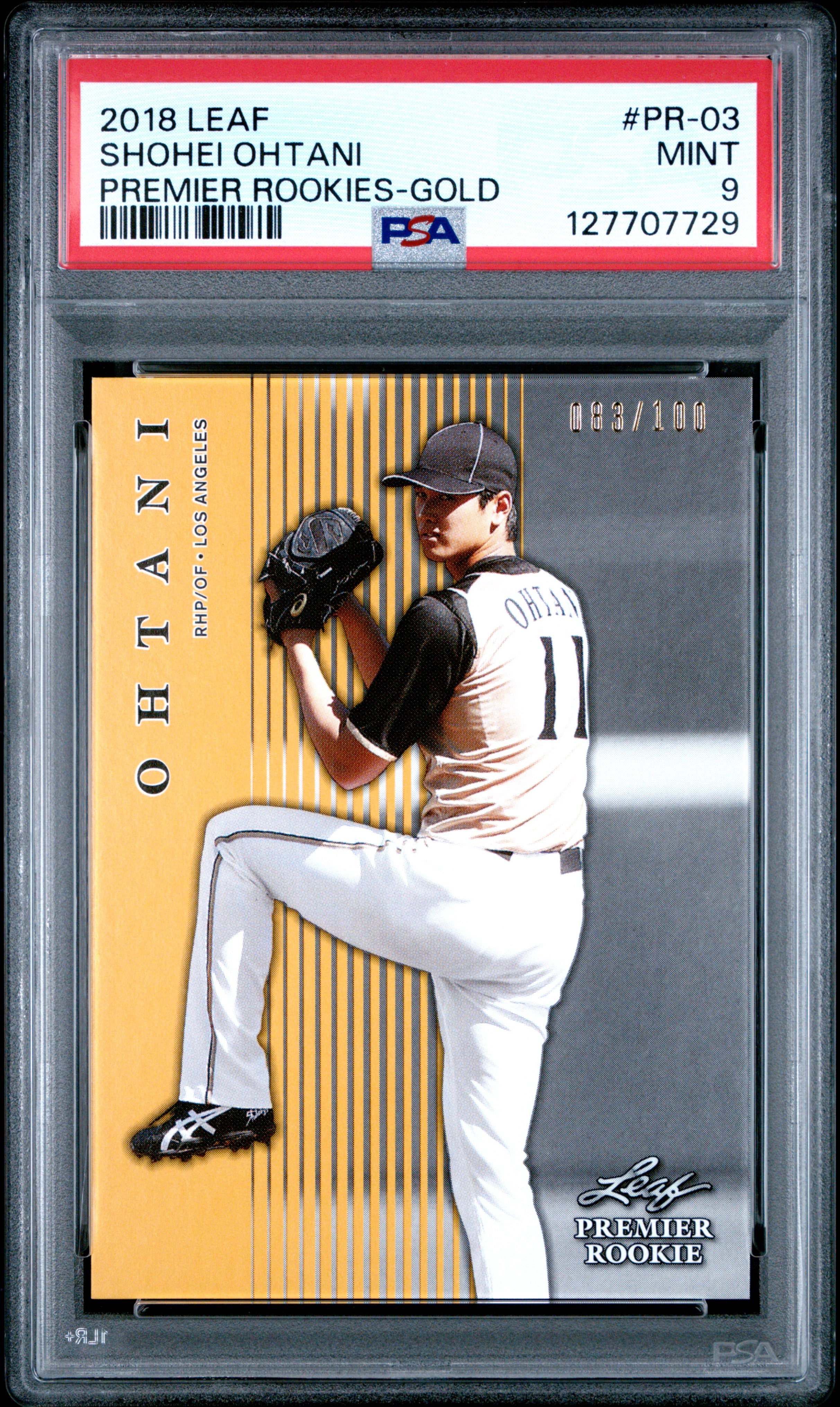 2018 Leaf Premier Rookies #PR-03 Shohei Ohtani Premier Rookies-Gold PSA 9