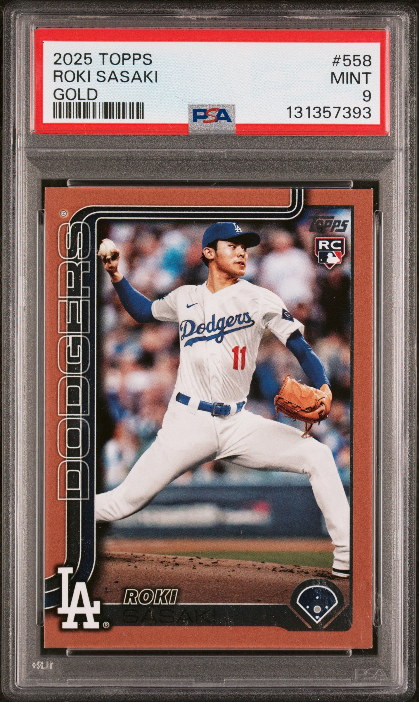 2025 Topps #558 Roki Sasaki Gold PSA 9 Baseball