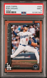 2025 Topps #558 Roki Sasaki Gold PSA 9 Baseball