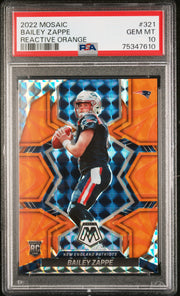 2022 Panini Mosaic #321 Bailey Zappe Reactive Orange PSA 10