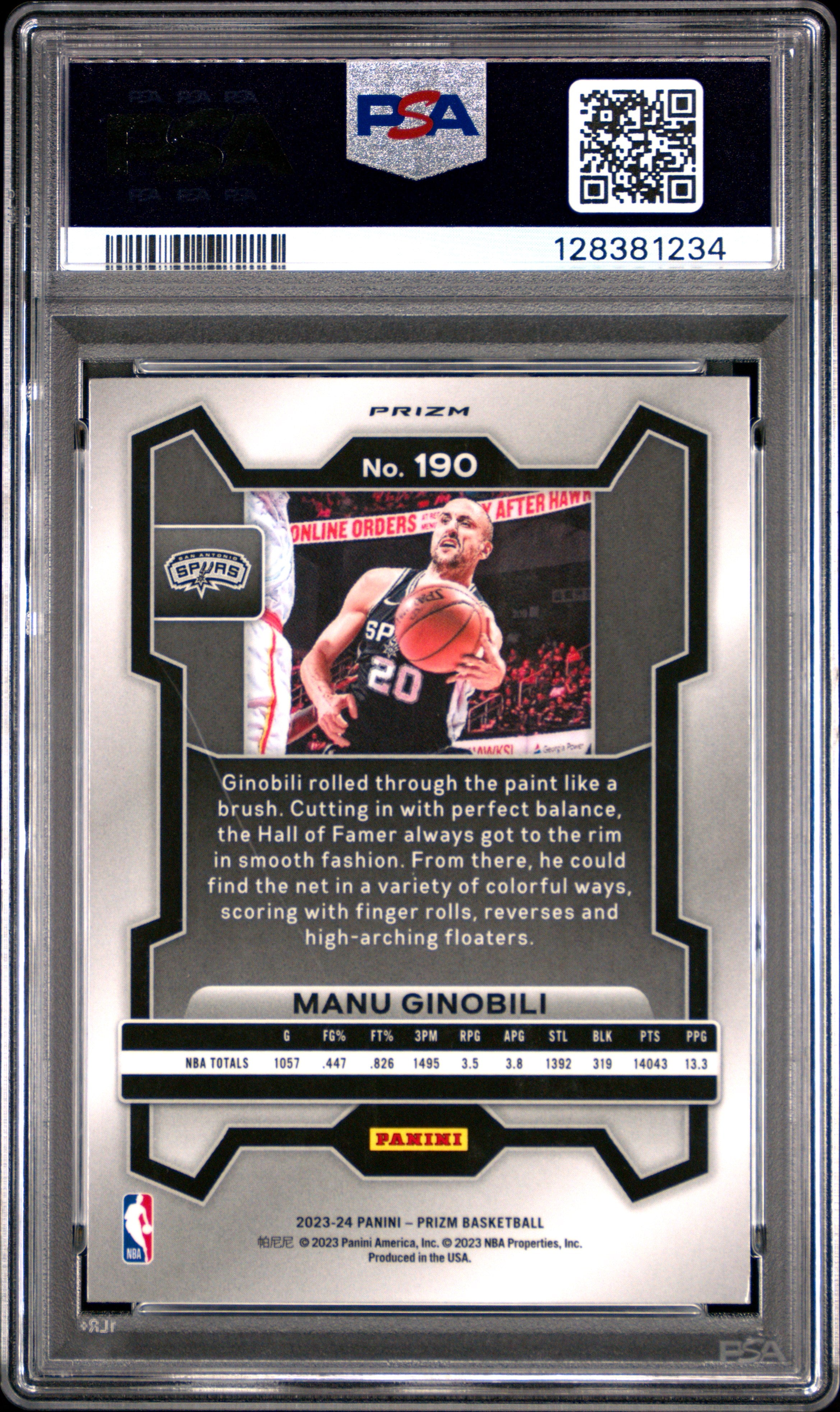 2023 Panini Prizm #190 Manu Ginobili Red Sparkle PSA 9