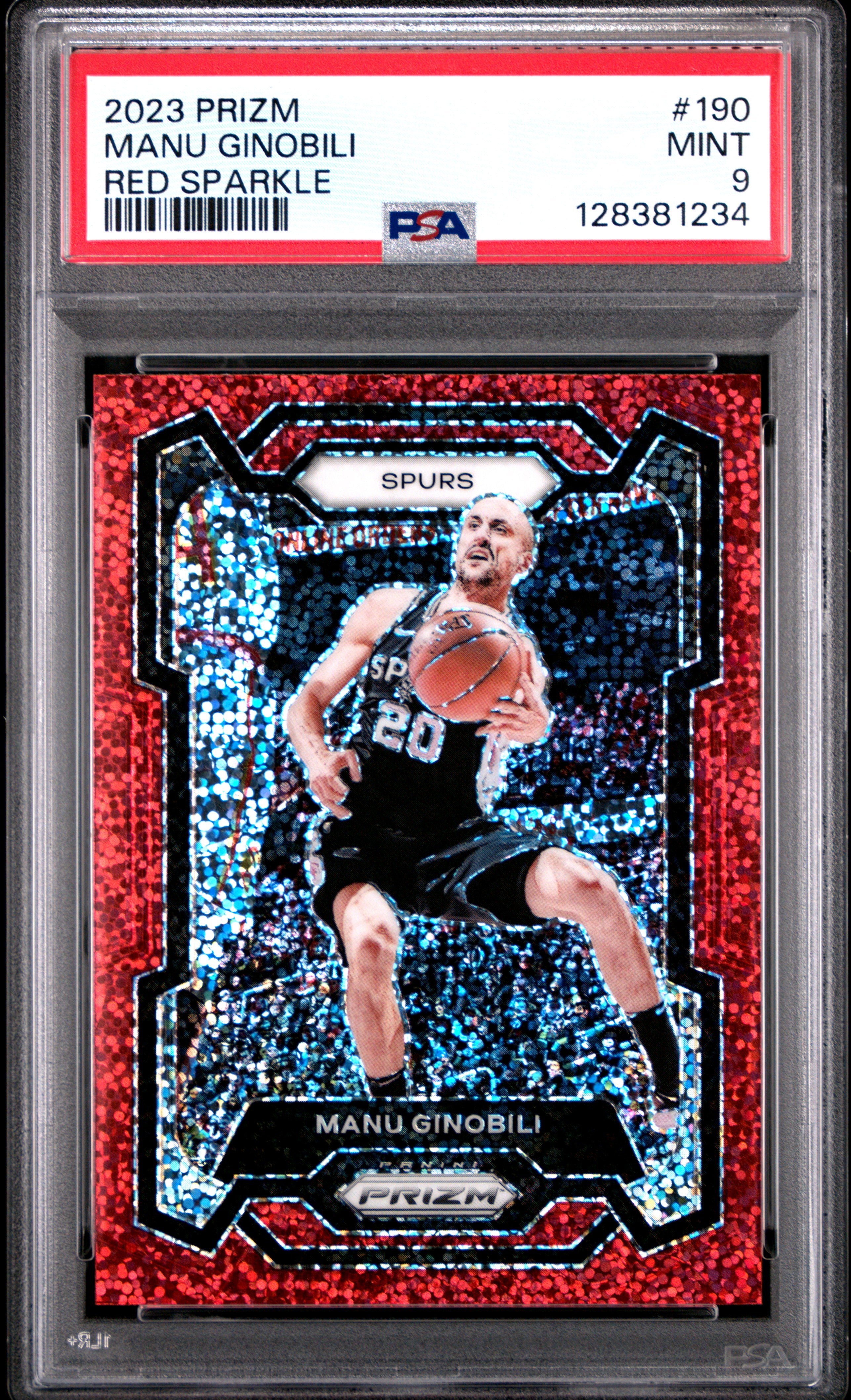 2023 Panini Prizm #190 Manu Ginobili Red Sparkle PSA 9