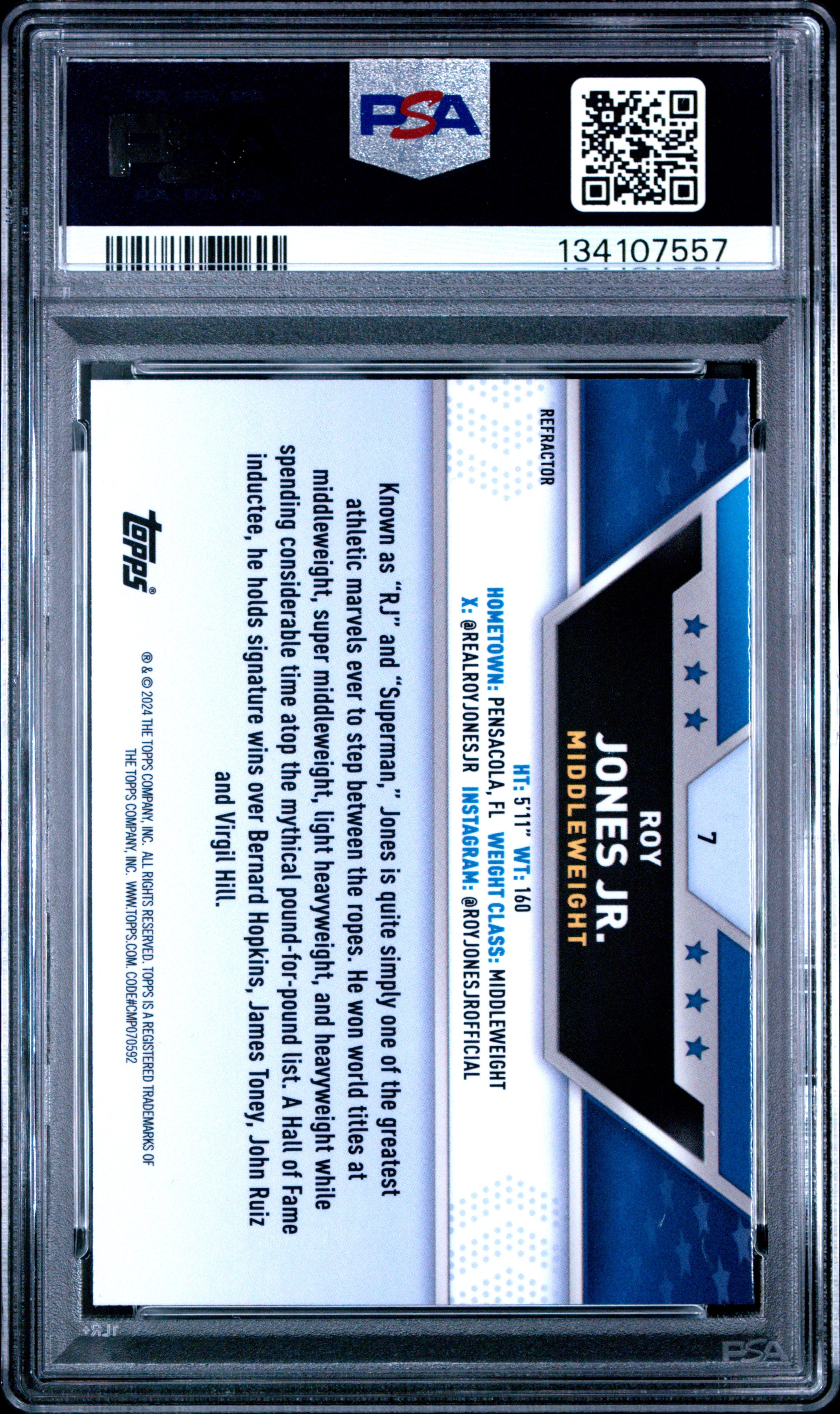2024 Topps Chrome Boxing #7 Roy Jones Jr. Refractor PSA 10