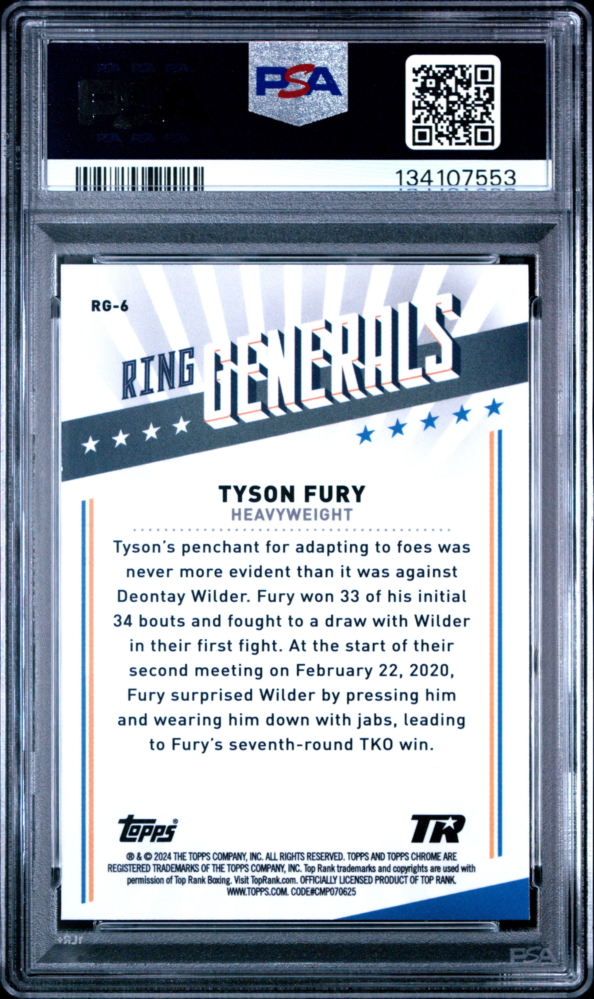 2024 Topps Chrome Boxing Ring Generals #RG-6 Tyson Fury PSA 10