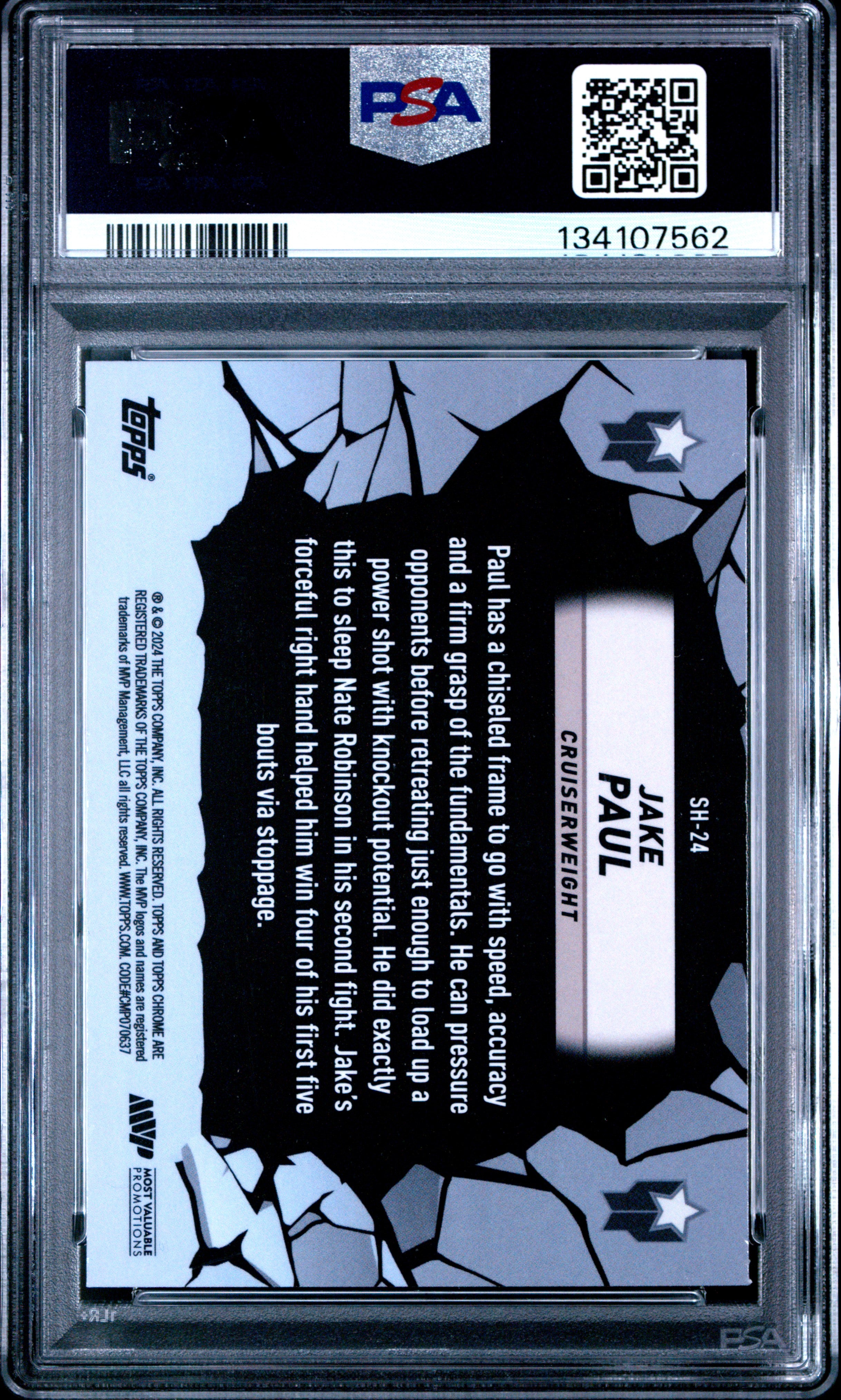 2024 Topps Chrome Boxing Smash Hits #SH-24 Jake Paul PSA 10