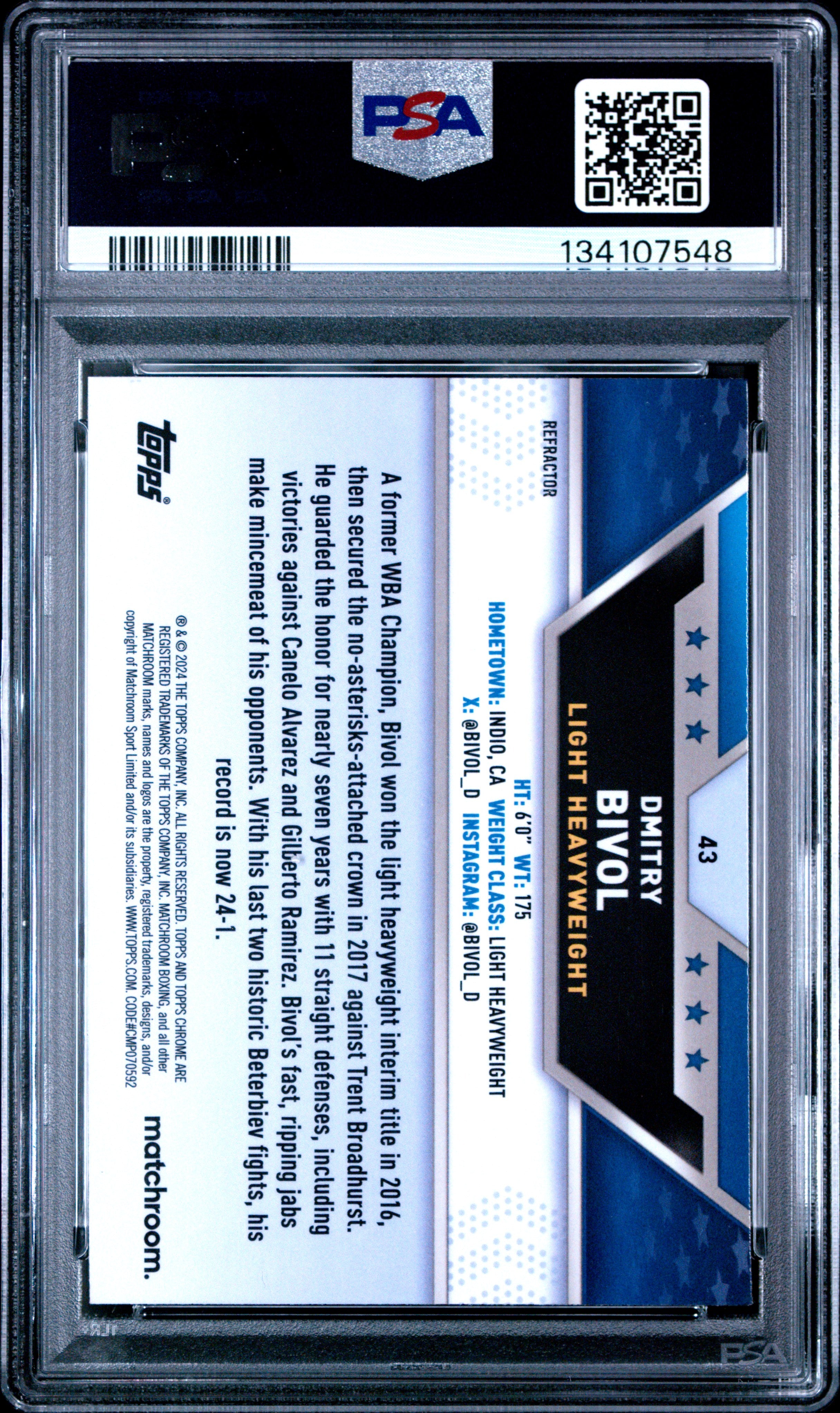 2024 Topps Chrome Boxing #43 Dmitry Bivol Refractor PSA 8