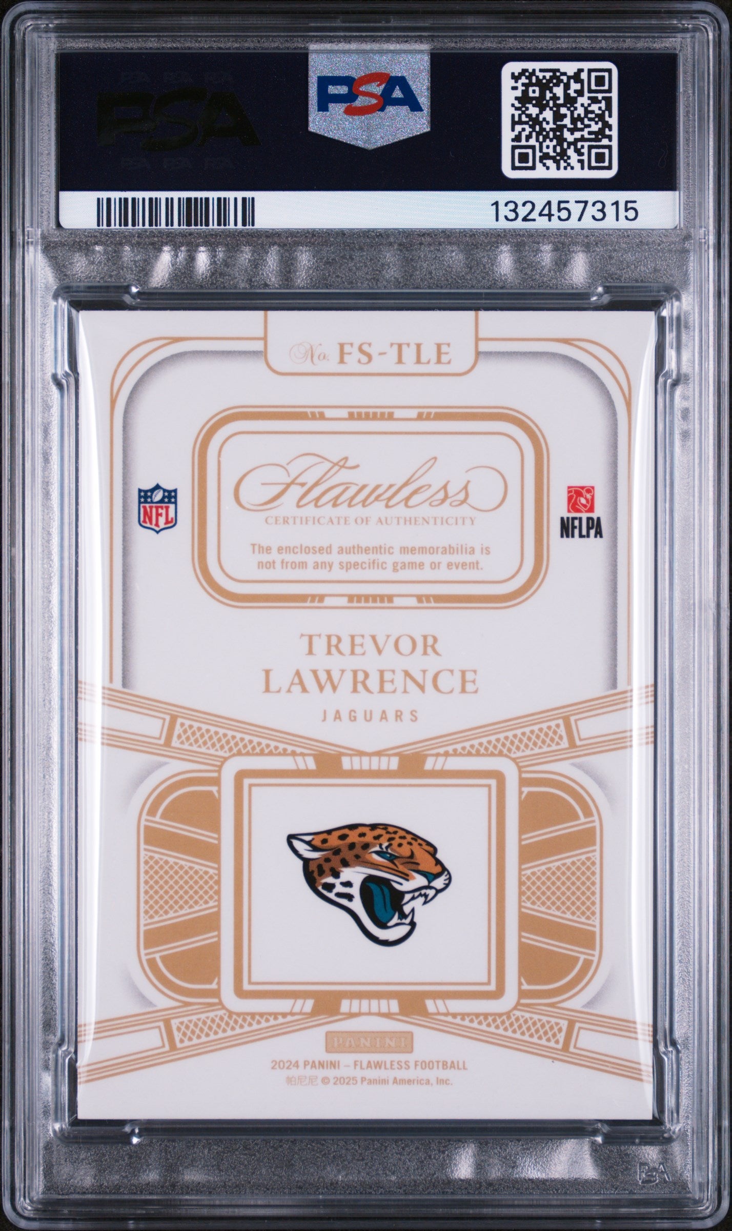 2024 Panini Flawless Flawless Trevor Lawrence Flw Laundry Tag-Black PSA 9