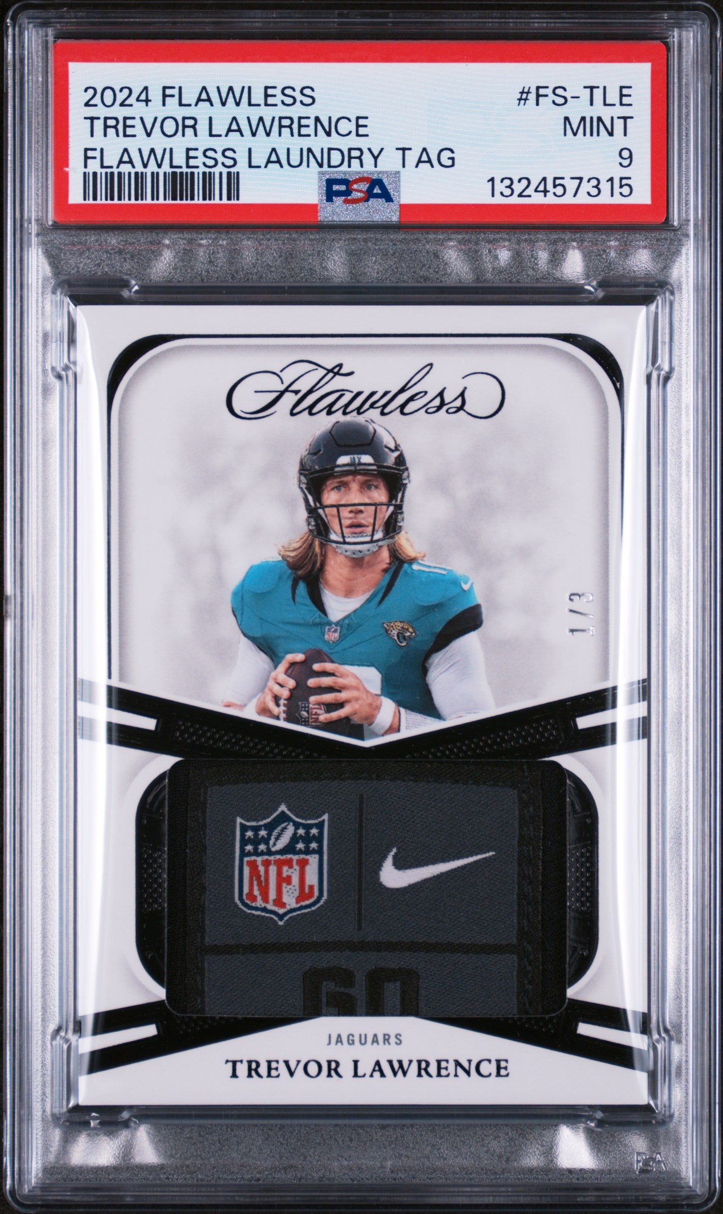 2024 Panini Flawless Flawless Trevor Lawrence Flw Laundry Tag-Black PSA 9