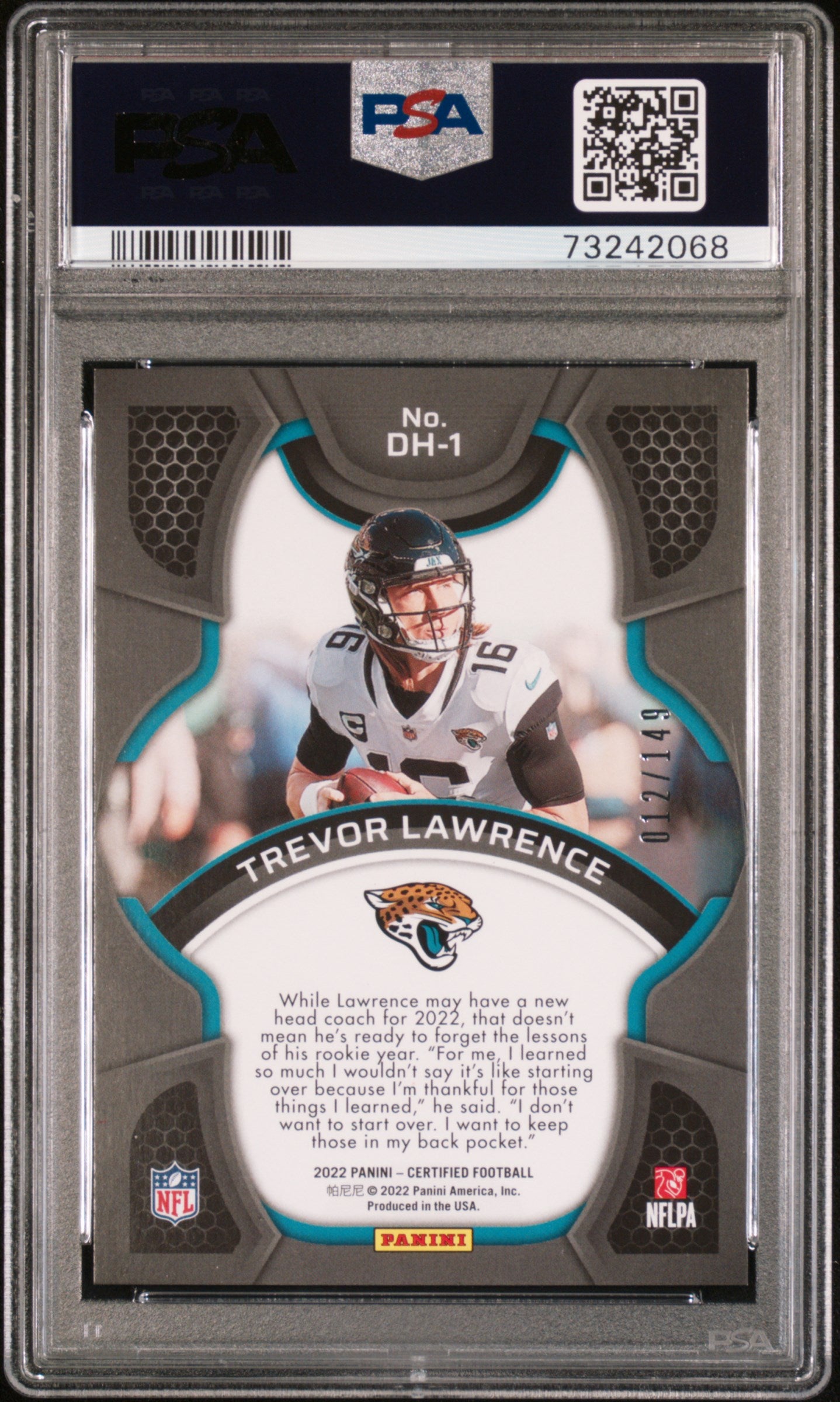 2022 Panini Certified Trevor Lawrence Dark Horses-Mir.Orange PSA 10 Football