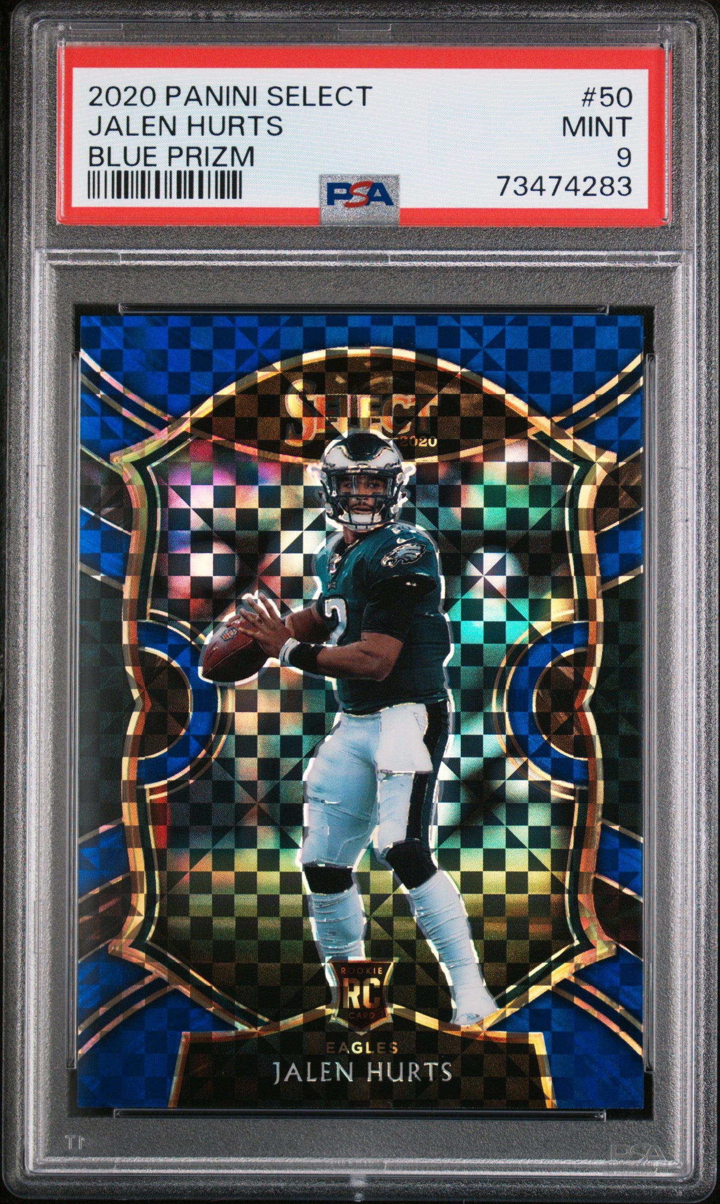 2020 Panini Select #50 Jalen Hurts Blue Prizm PSA 9 Football