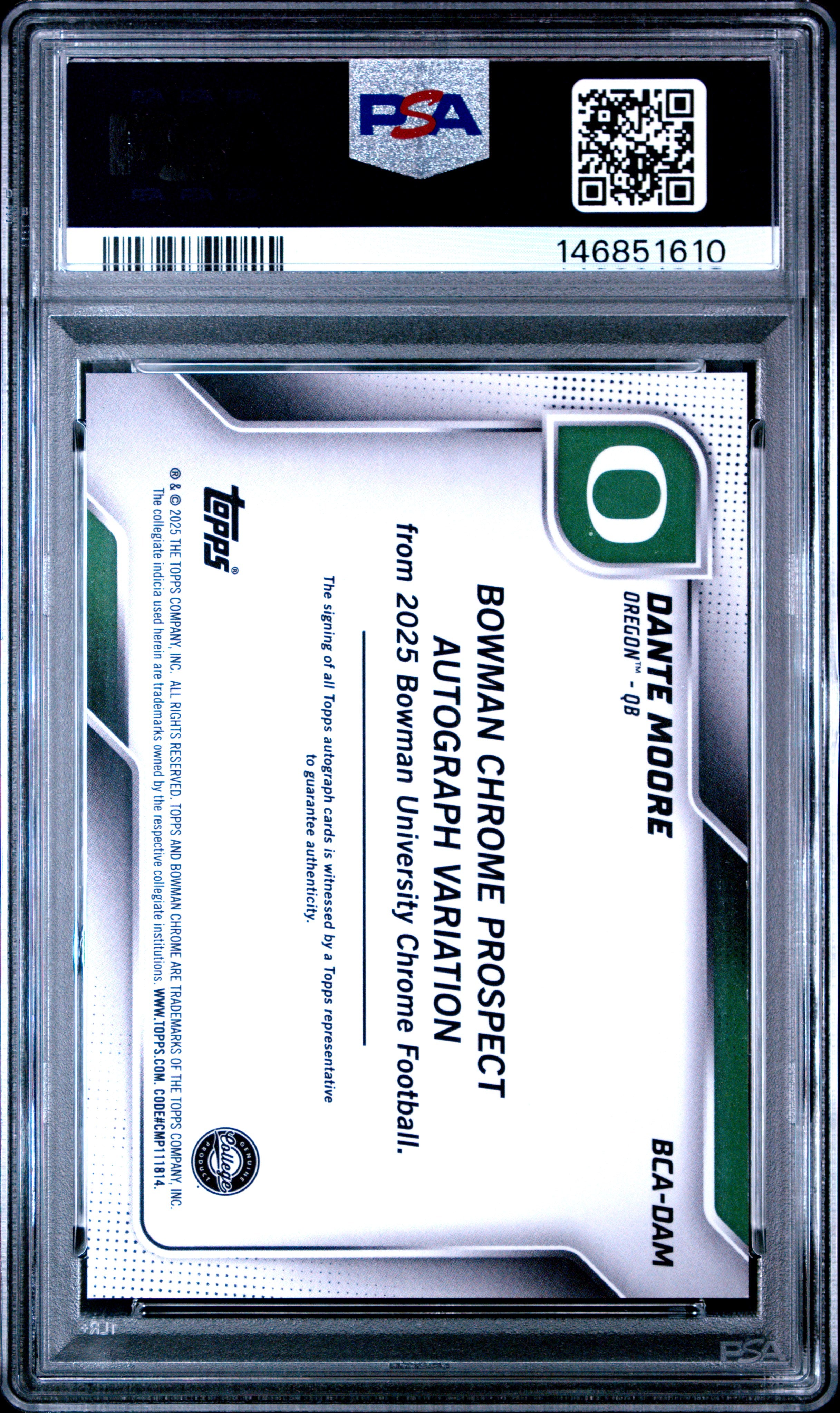 2025 Bowman University Prospect Autographs #DAM Dante Moore PSA 9 Football