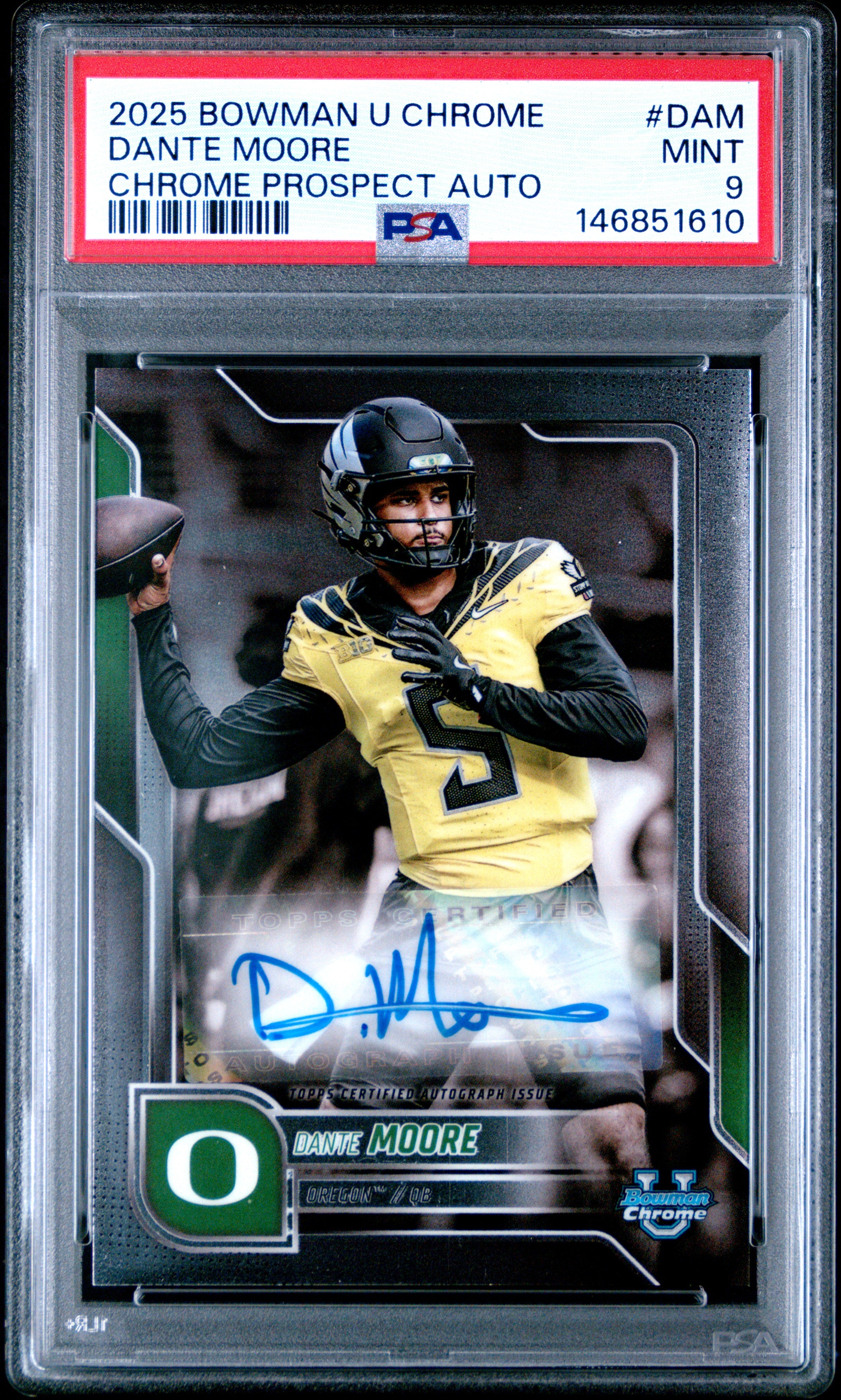 2025 Bowman University Prospect Autographs #DAM Dante Moore PSA 9 Football