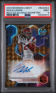 2023 Bowman University  Autographs  Makai Lemon Gold Geometric PSA 9
