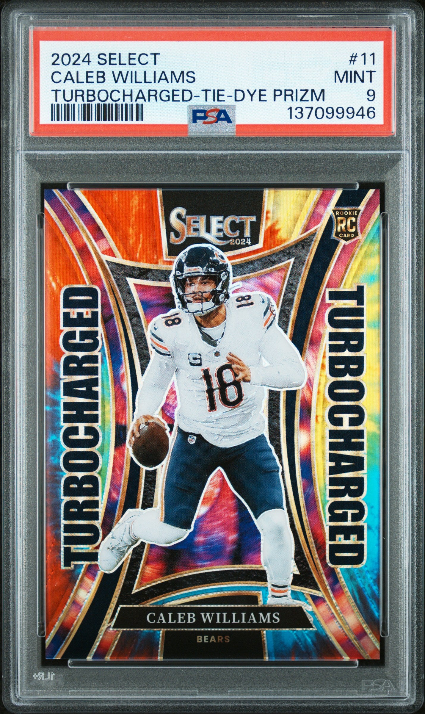 2024 Panini Select #11 Caleb Williams Turbocharged Tie-Dye Prizm PSA 9 #/25