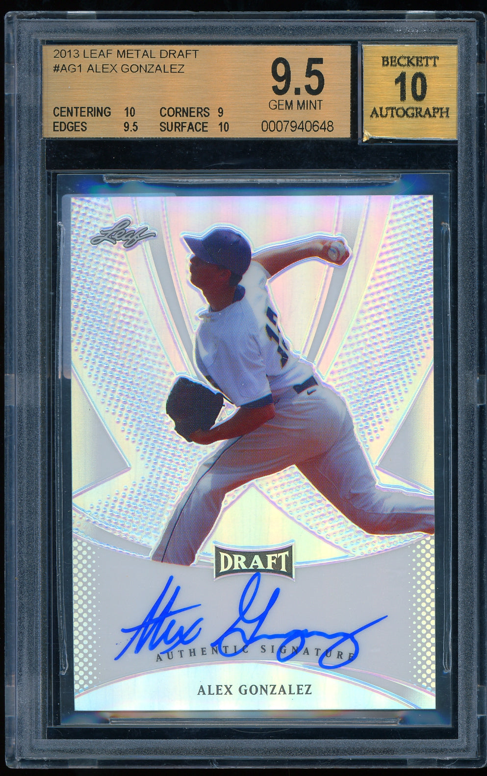 2013 Leaf Metal Draft #AG1 Alex Gonzalez BGS 9.5