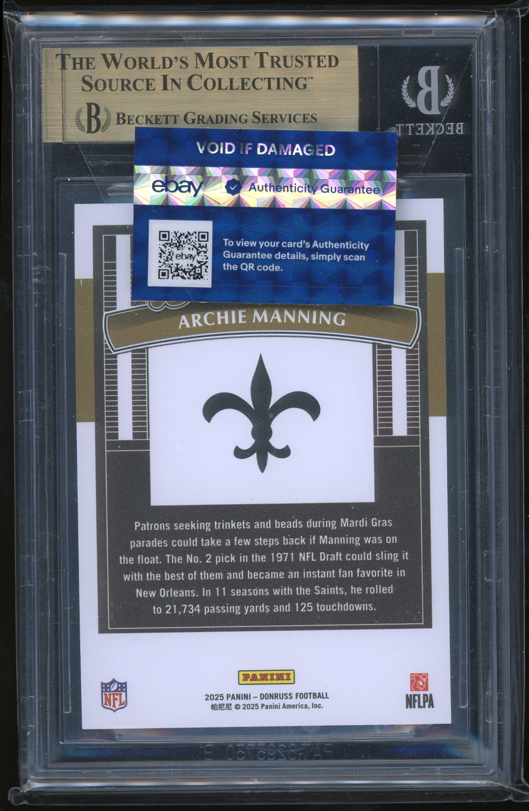 2025 Donruss Downtown! #5 Archie Manning BGS 9.5 Football