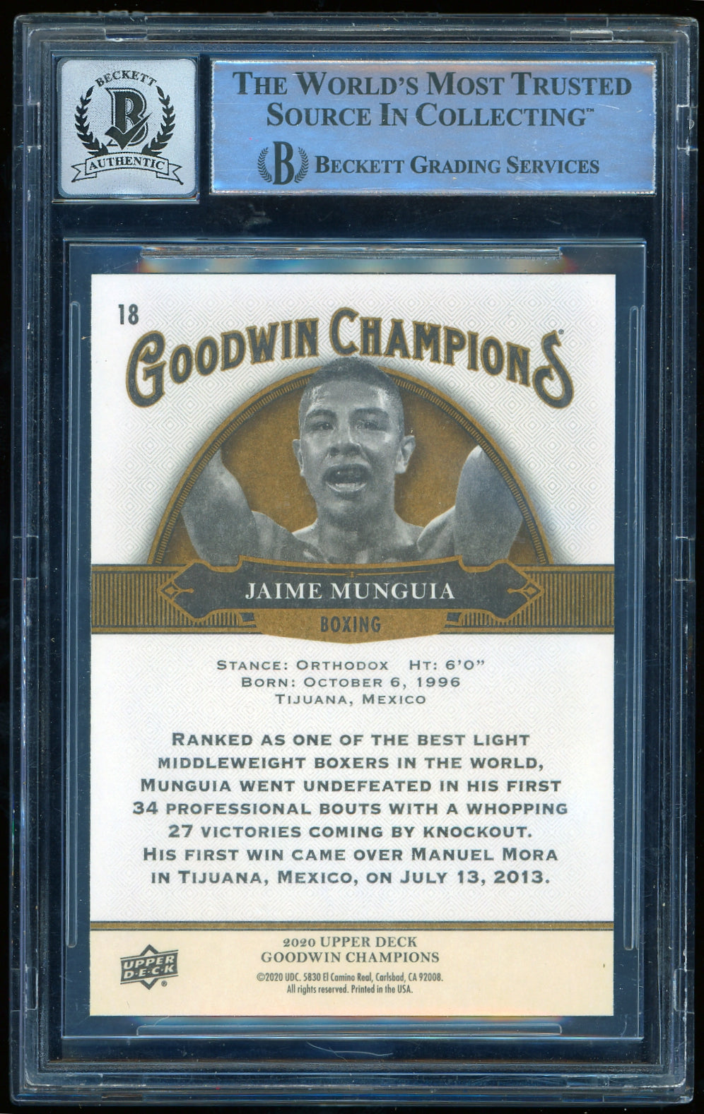 2020 Upper Deck Goodwin Champions #18 Jaime Munguia BGS 0.0