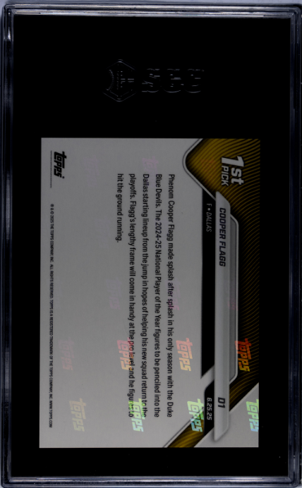 2025-26 Topps Now #D1 Cooper Flagg SGC 10
