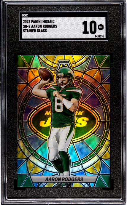 2023 Panini Mosaic #SG-2 Aaron Rodgers Stained Glass SGC 10