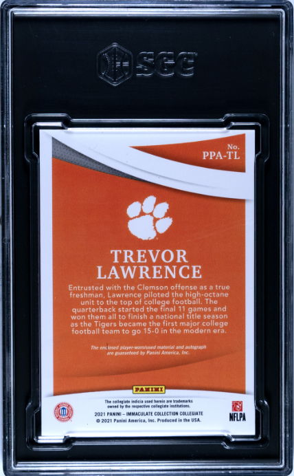 2021 Panini Immaculate Collegiate Trevor Lawrence Patch Auto. /10 SGC 8.5 Football