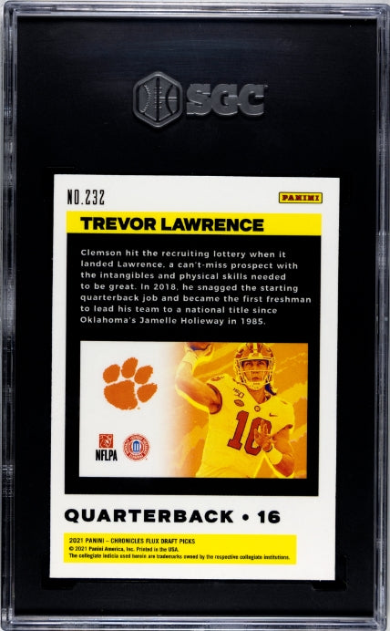 2021 Panini Chronicles Draft Picks #232 Trevor Lawrence Flux SGC 9.5 Football