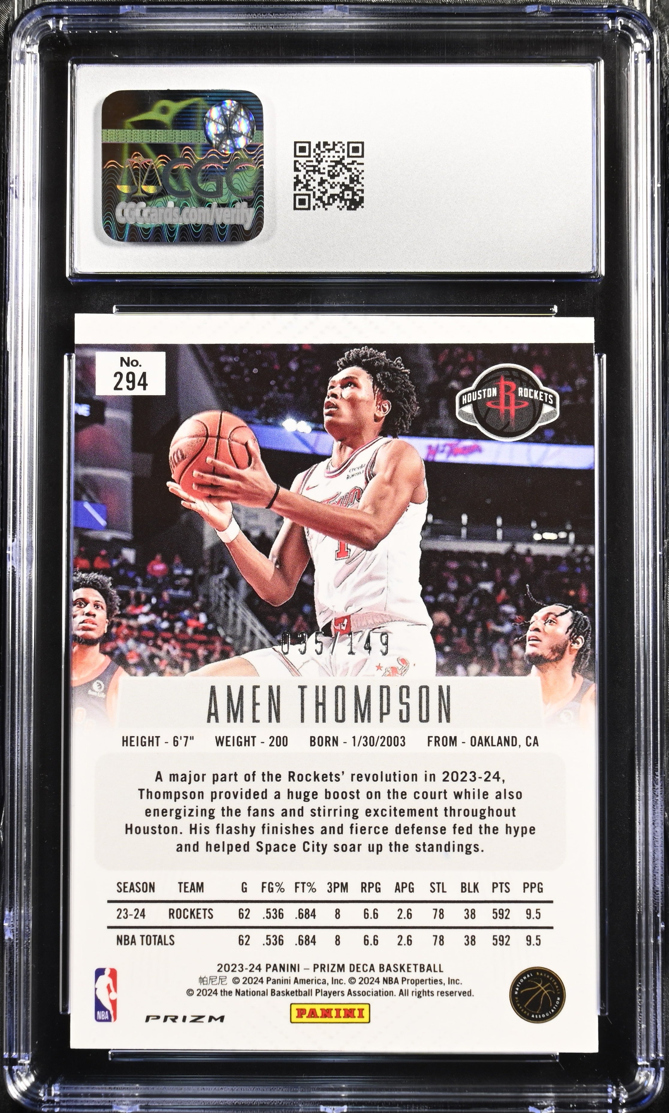 2023-24 Prizm Deca #294 Amen Thompson CGC 9