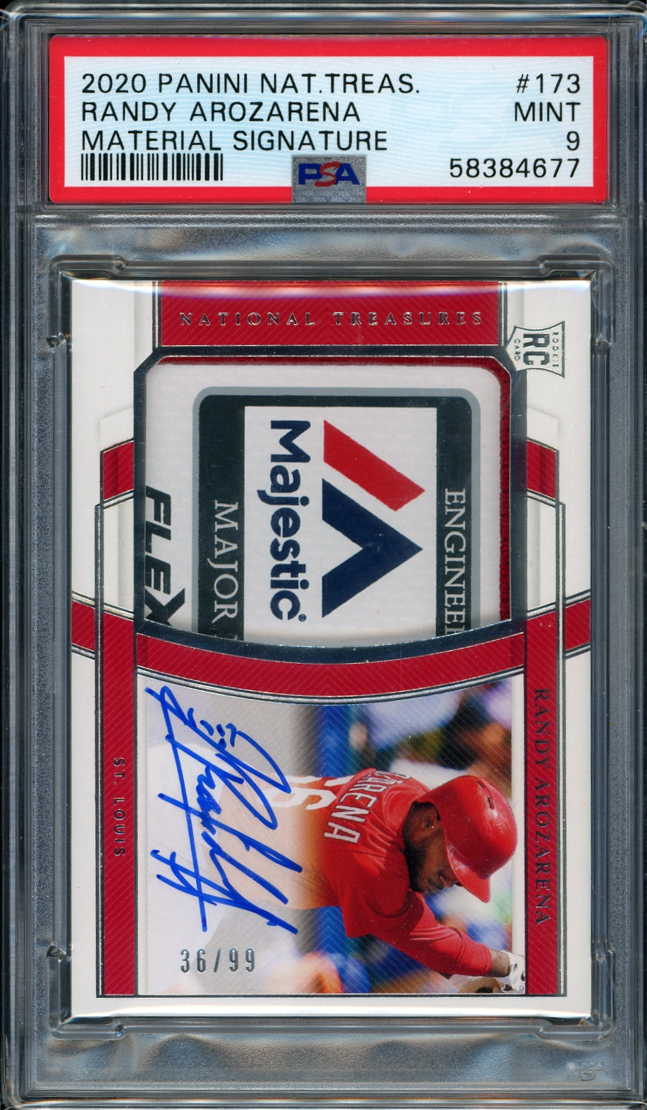 2020 Panini National Treasures #173 Randy Arozarena Material Signature PSA 9
