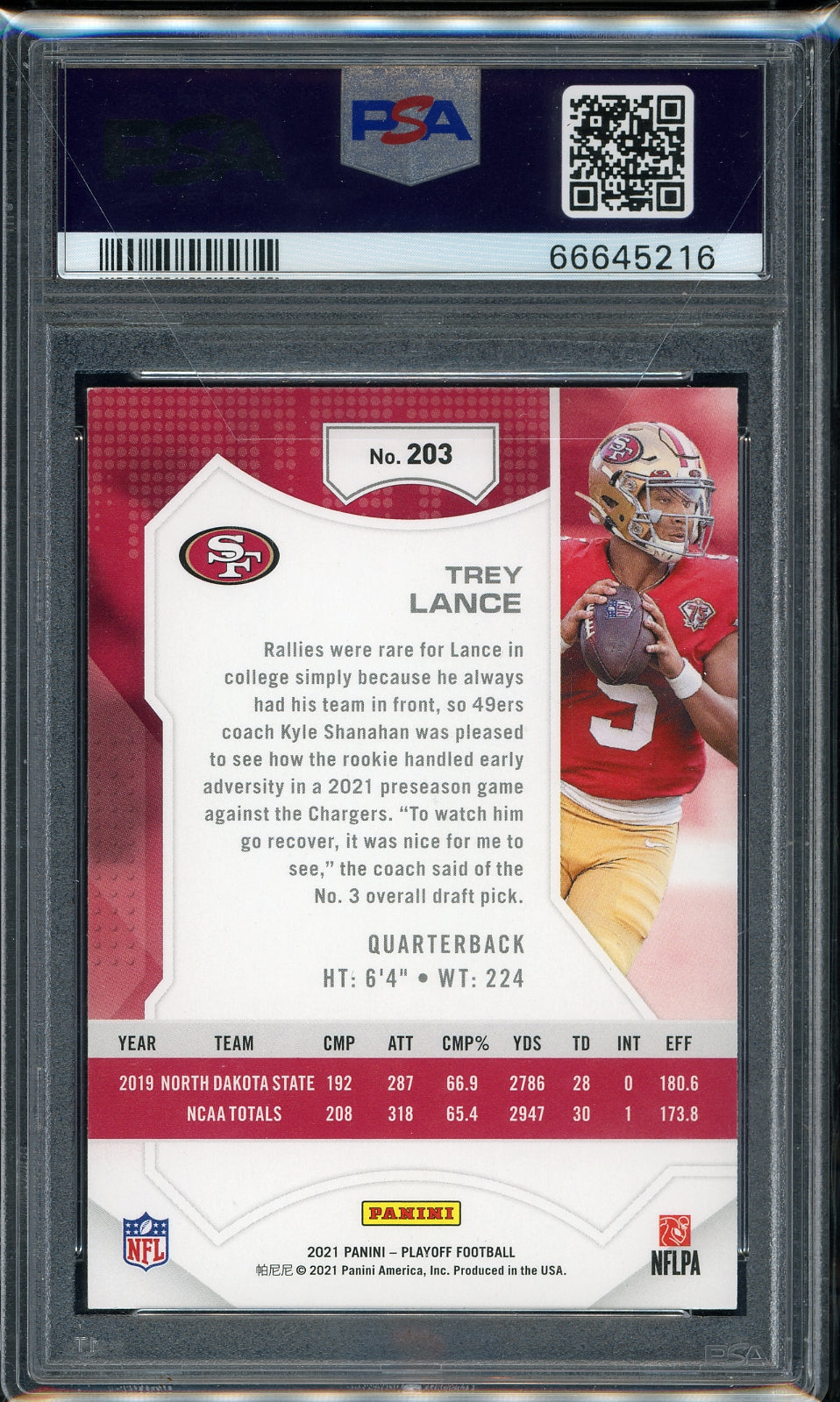 2021 Panini Playoff #203 Trey Lance PSA 9