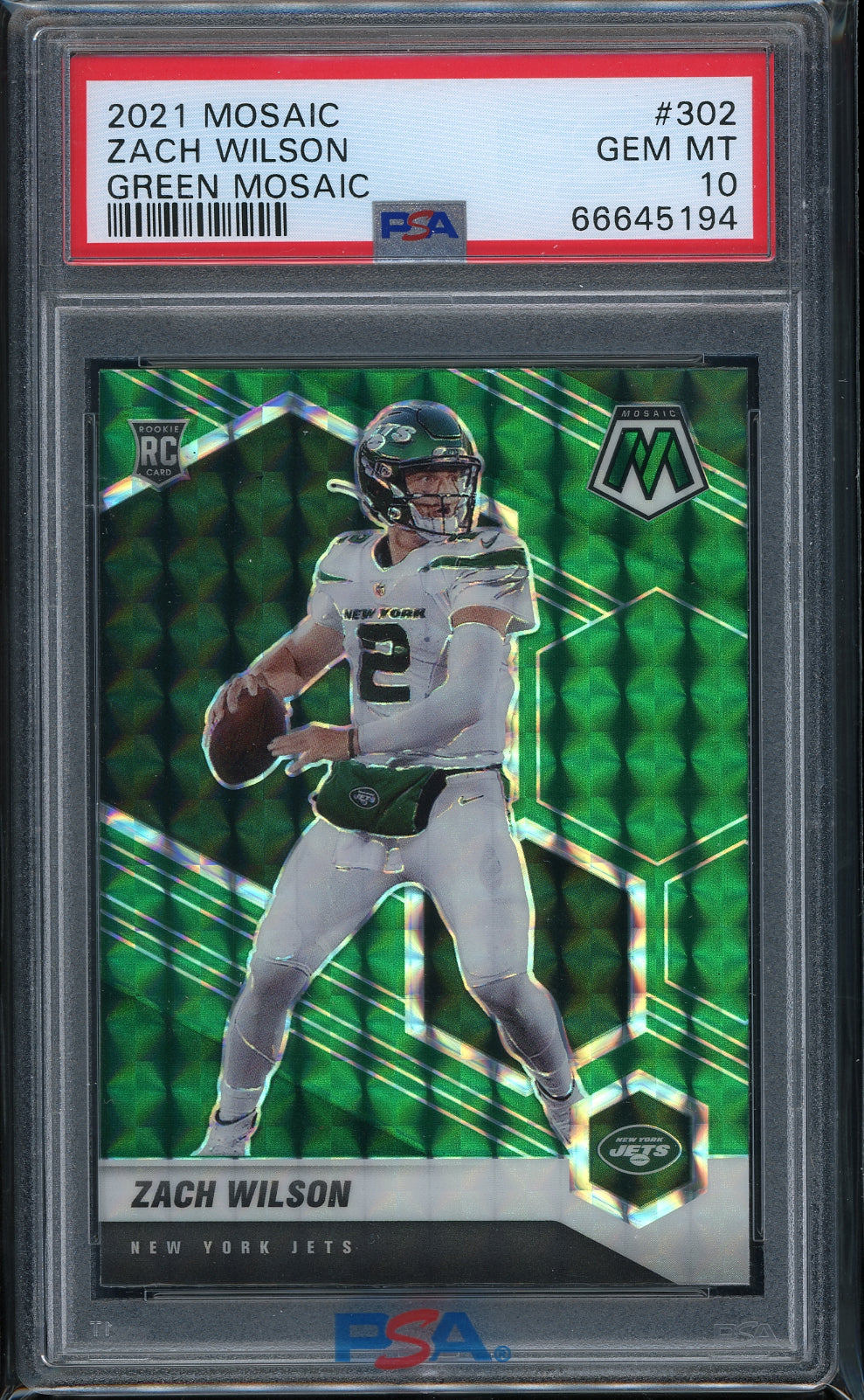2021 Panini Mosaic #302 Zach Wilson Green Mosaic PSA 10