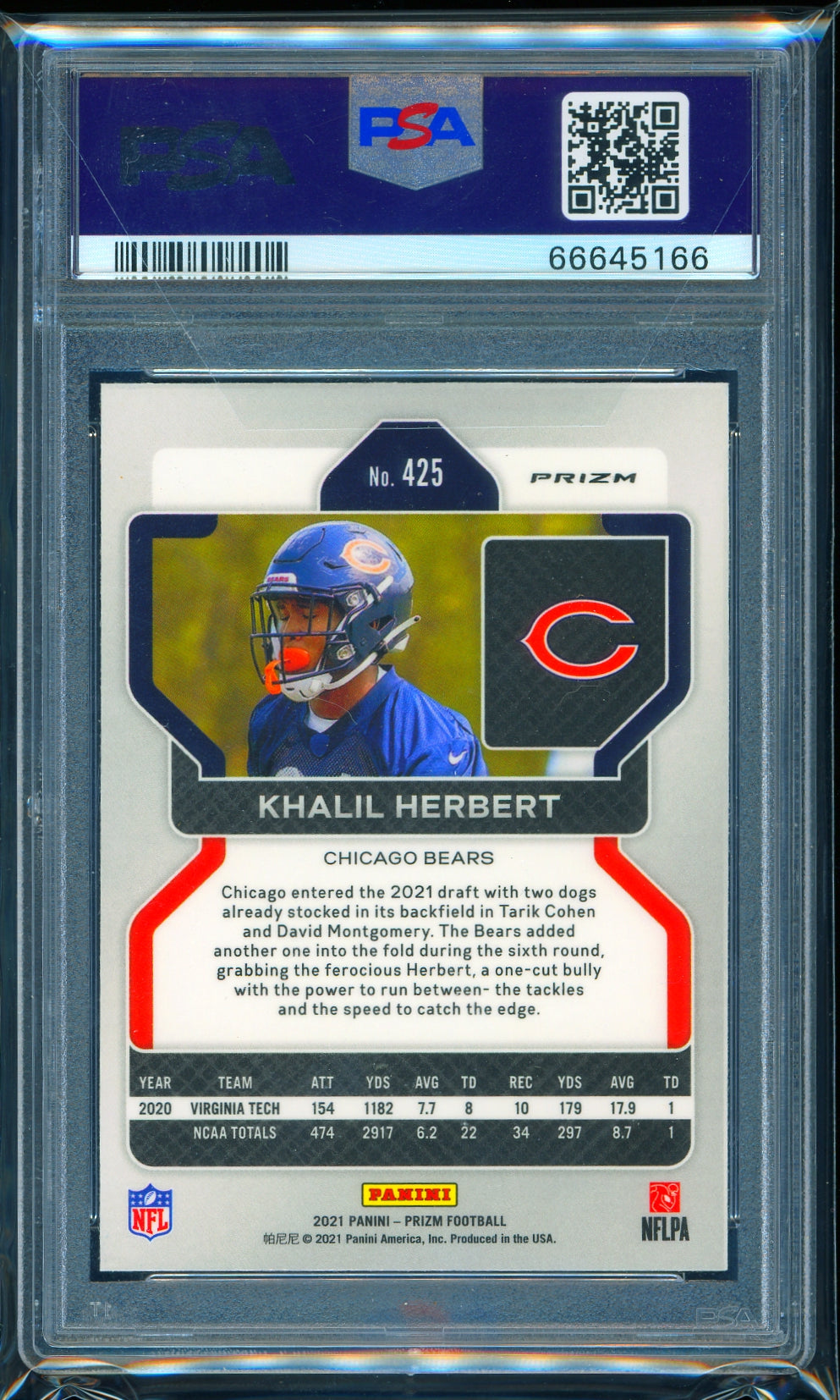 2021 Panini Prizm #425 Khalil Herbert Black & Red Checker PSA 10
