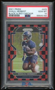 2021 Panini Prizm #425 Khalil Herbert Black & Red Checker PSA 10