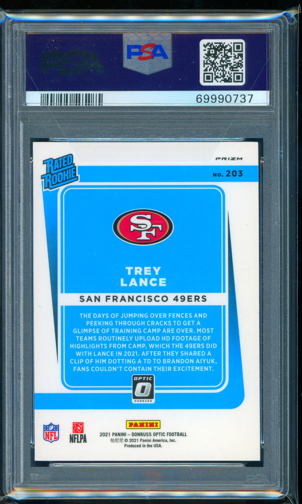 2021 Panini Donruss Optic #203 Trey Lance Blue Hyper PSA 9 Football