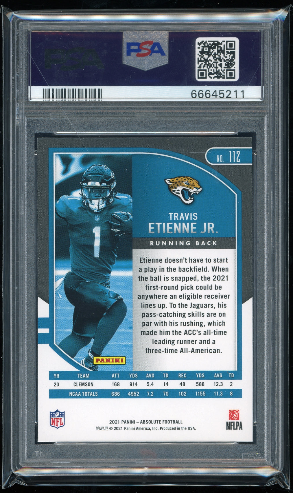 2021 Panini Absolute #112 Travis Etienne Jr. Yellow PSA 9