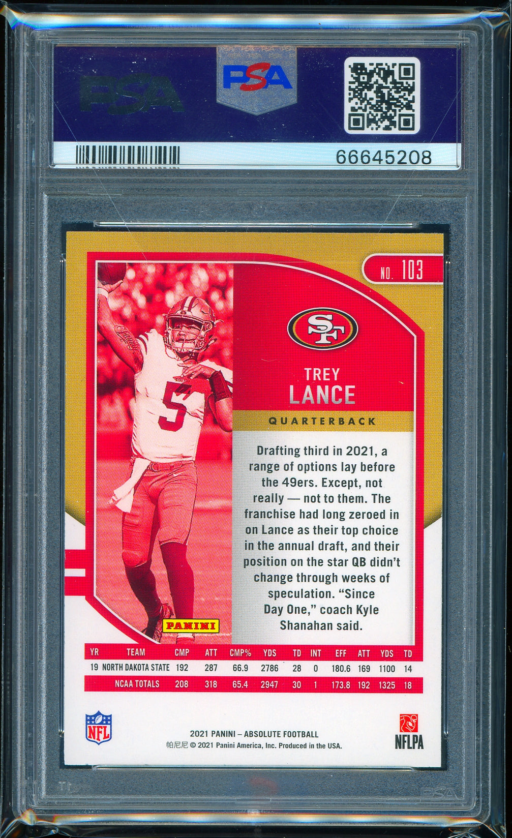 2021 Panini Absolute #103 Trey Lance Green PSA 9