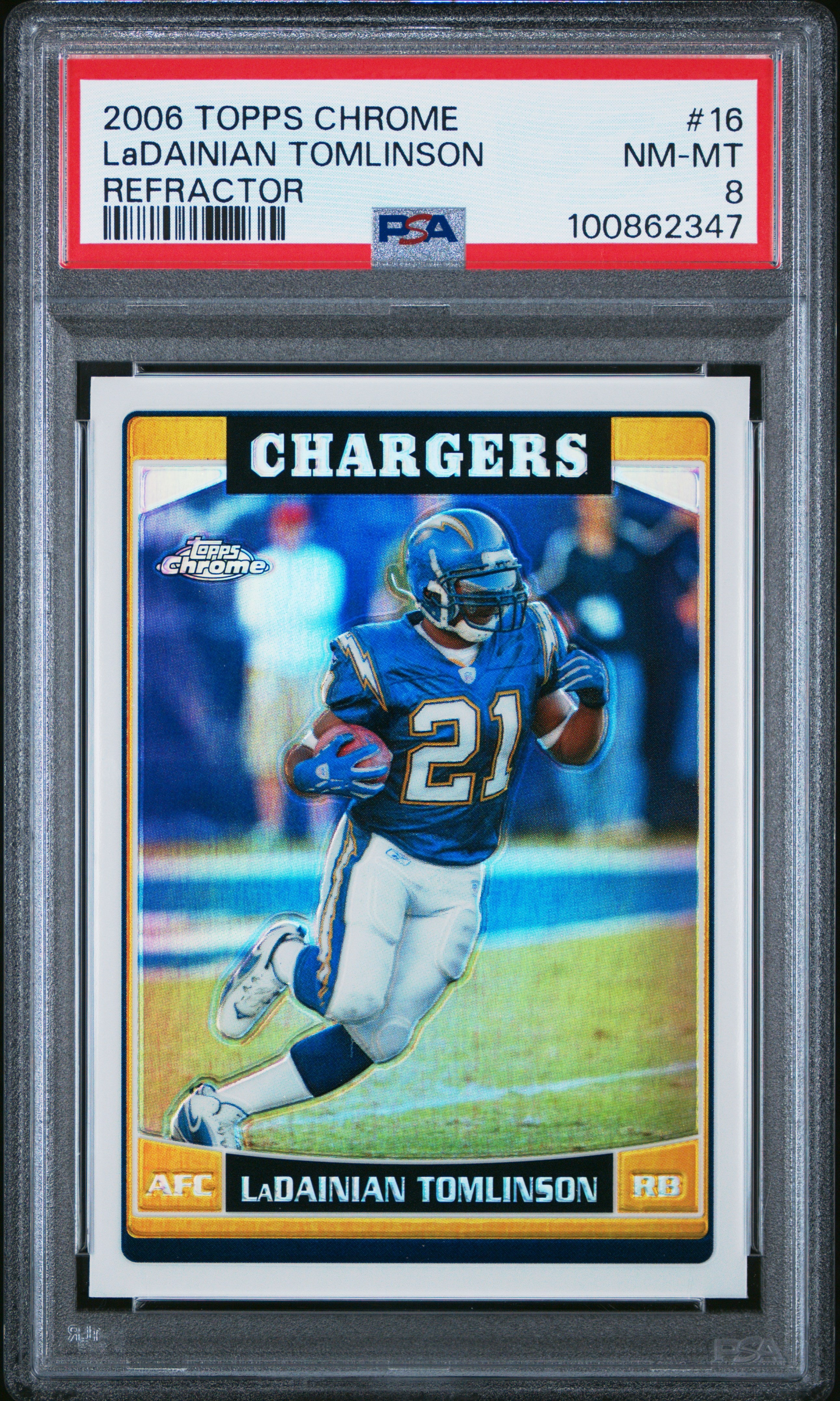 2006 Topps Chrome #16 Ladainian Tomlinson Refractor PSA 8
