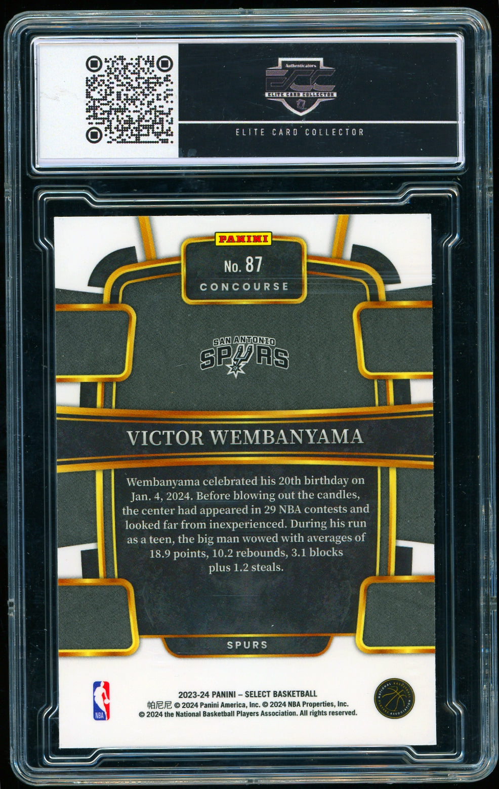 2023-24 Panini Select #87 Victor Wembanyama Blue Prizms basketball