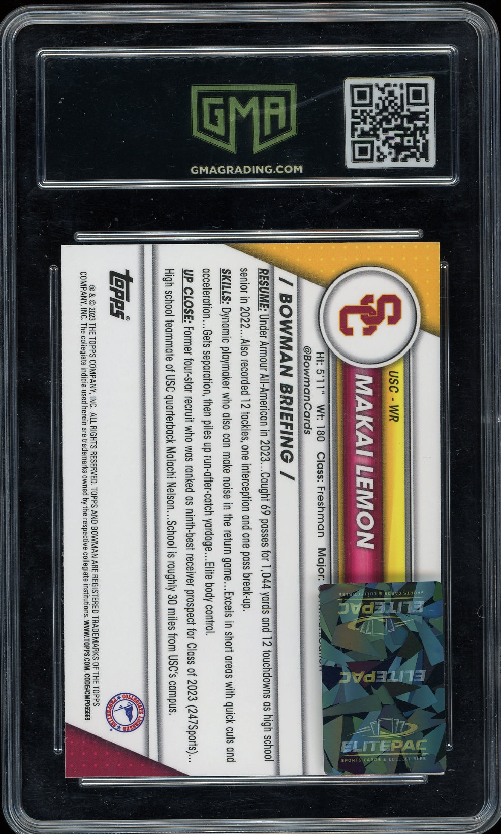 2023 Bowman University Chrome #160 Makai Lemon Pink Refractor Football