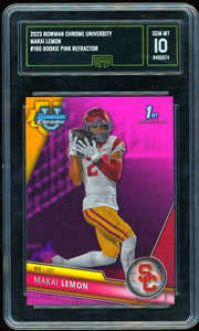 2023 Bowman University Chrome #160 Makai Lemon Pink Refractor Football