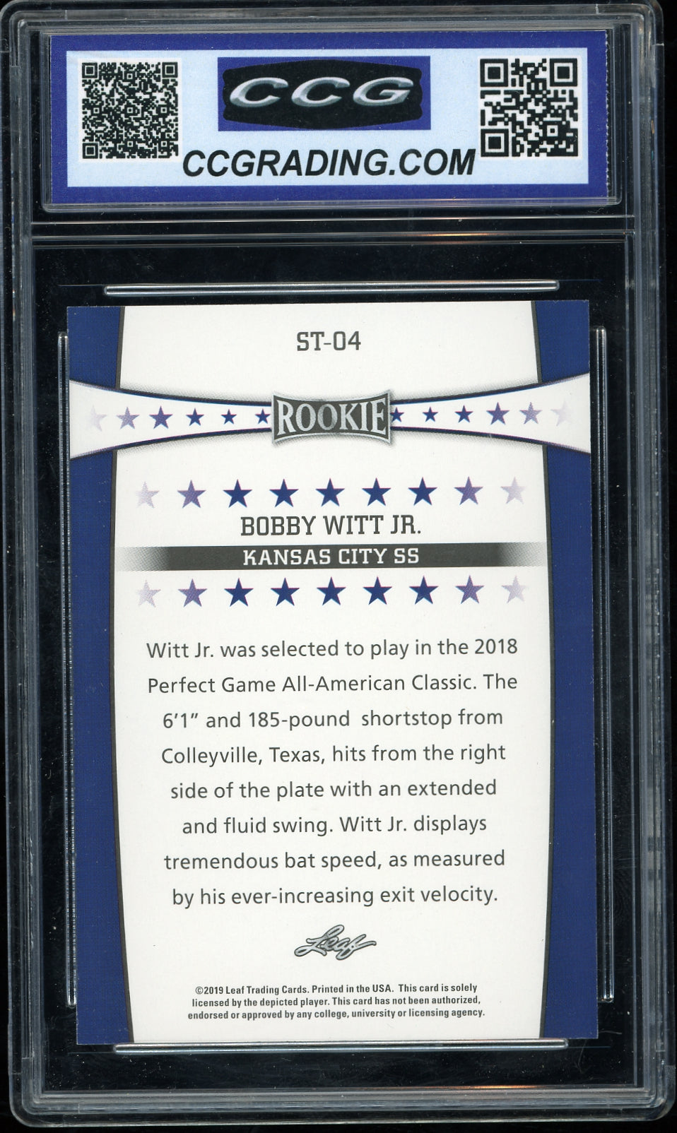 2018 Leaf Perfect Game National Showcase #032 Bobby Witt Jr. Baseball