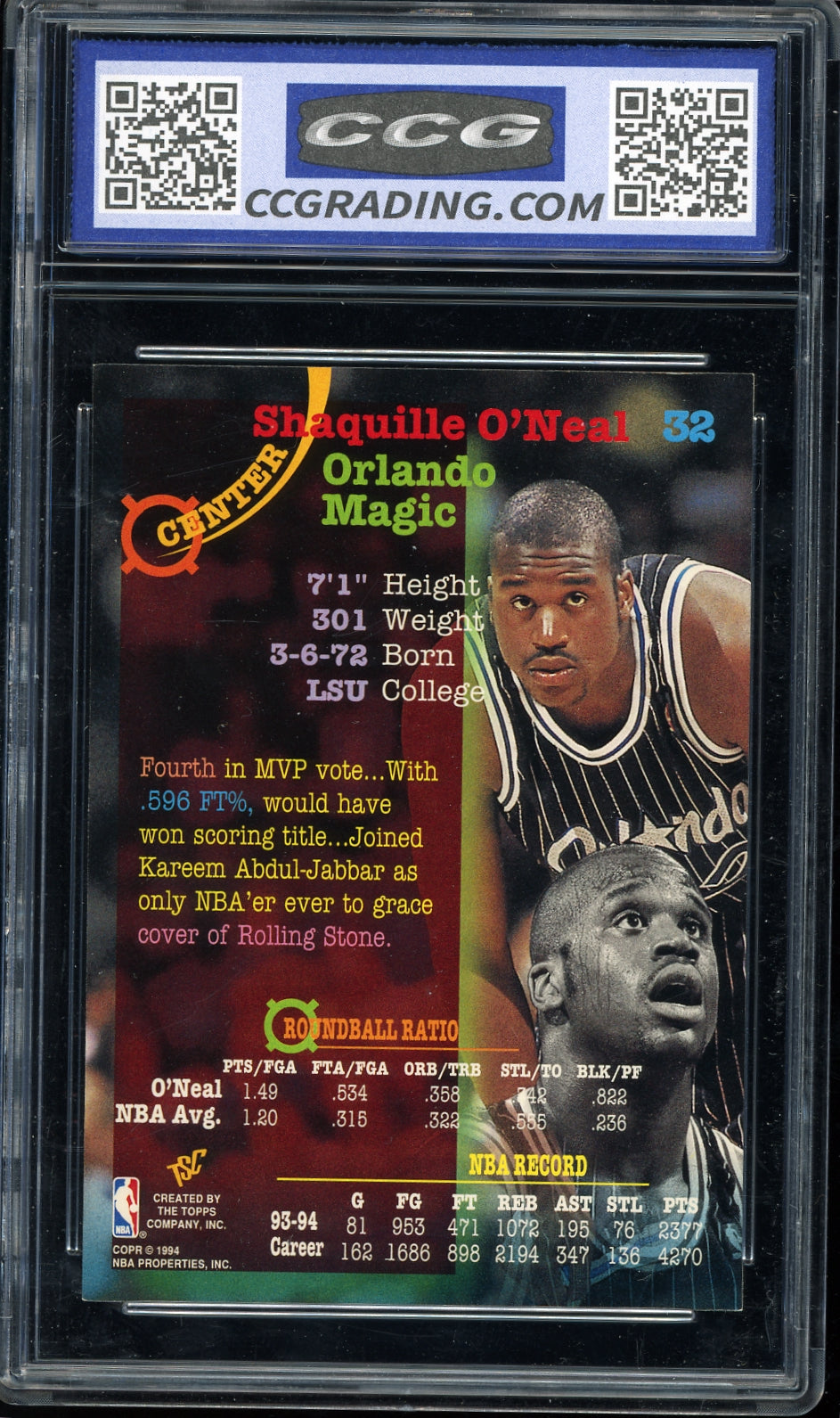 1994-95 Stadium Club #32 Shaquille O'Neal Super Teams Winners basketball