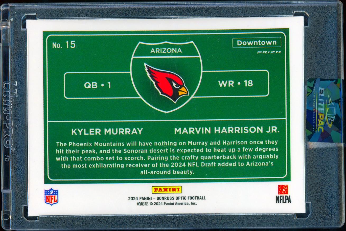 2024 Donruss Optic #15 Kyler Murray / Marvin Harrison Jr. Downtown Duos Football