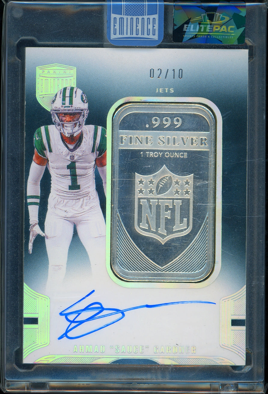 2024 Panini Eminence  Ahmad "Sauce" Gardner  Auto Silver Bar #/10 Football