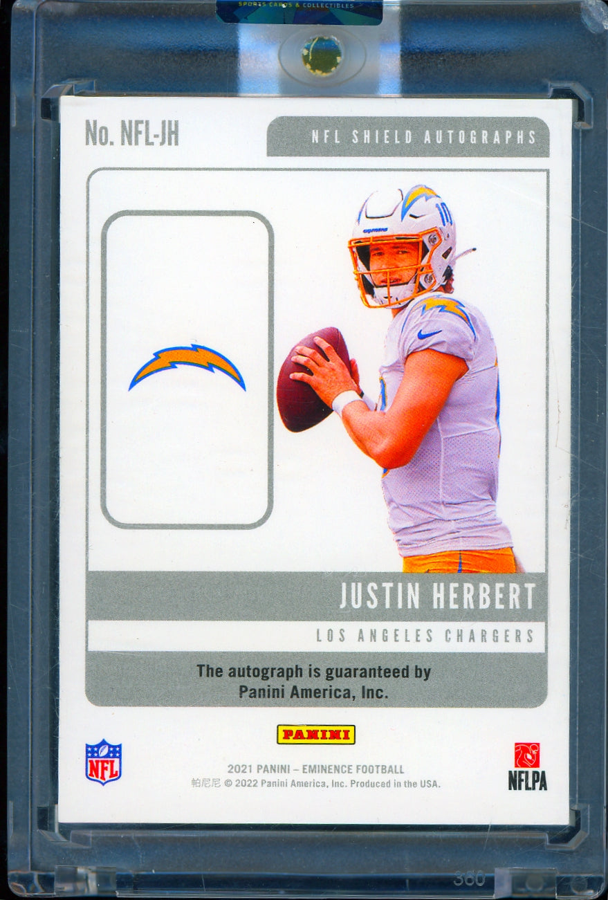 2021 Panini Eminence #NFL-JH Justin Herbert NFL AutoSilver Bar #/10 Football