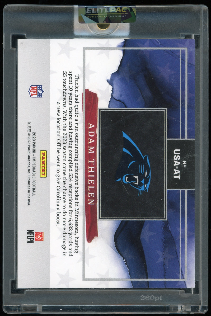 2023 Panini Impeccable #USA-AT Adam Thielen Silver USA Flag #/20 Football