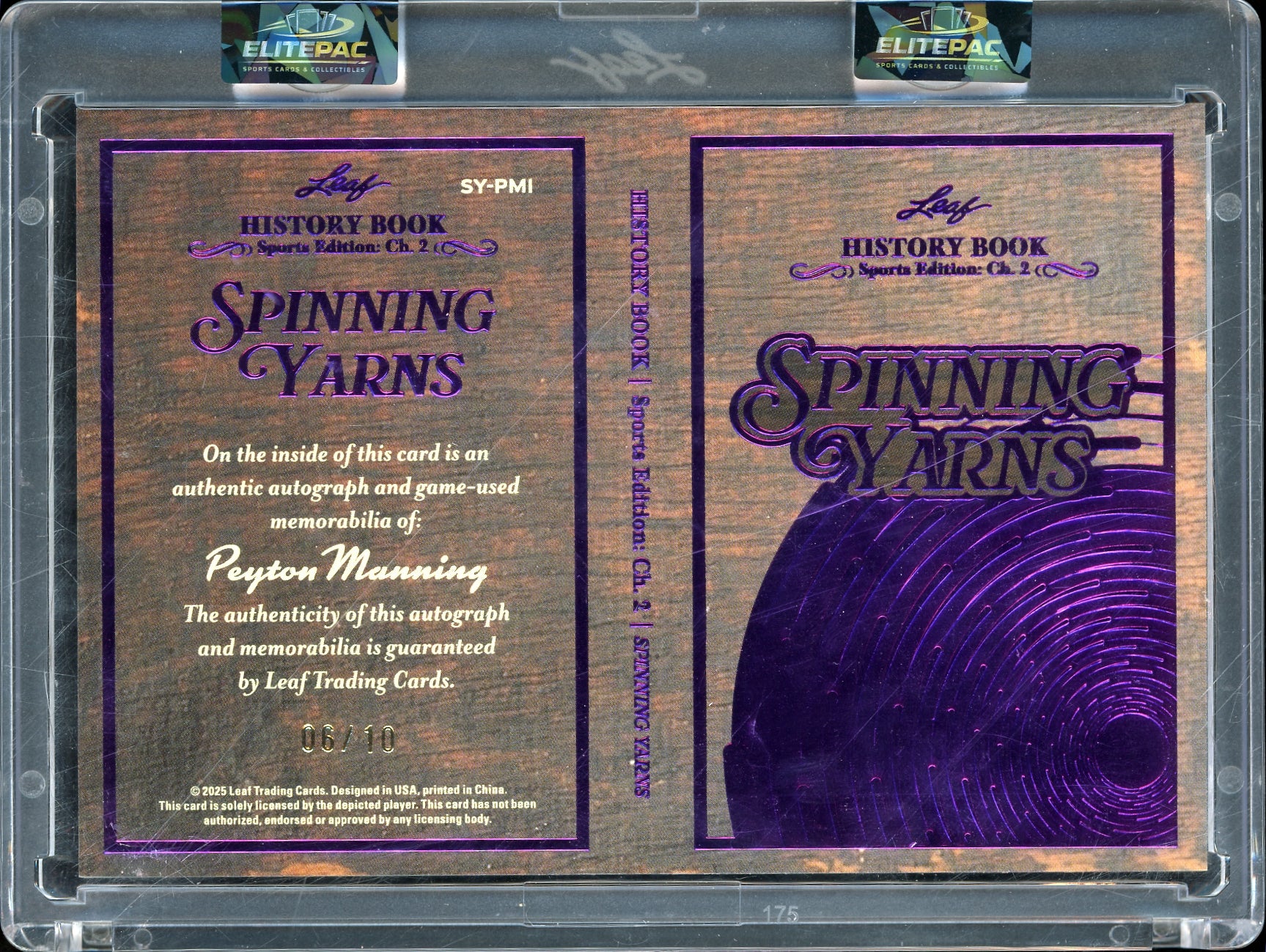 2025 Leaf History Book Sports - Auto Peyton Manning #/10 Football