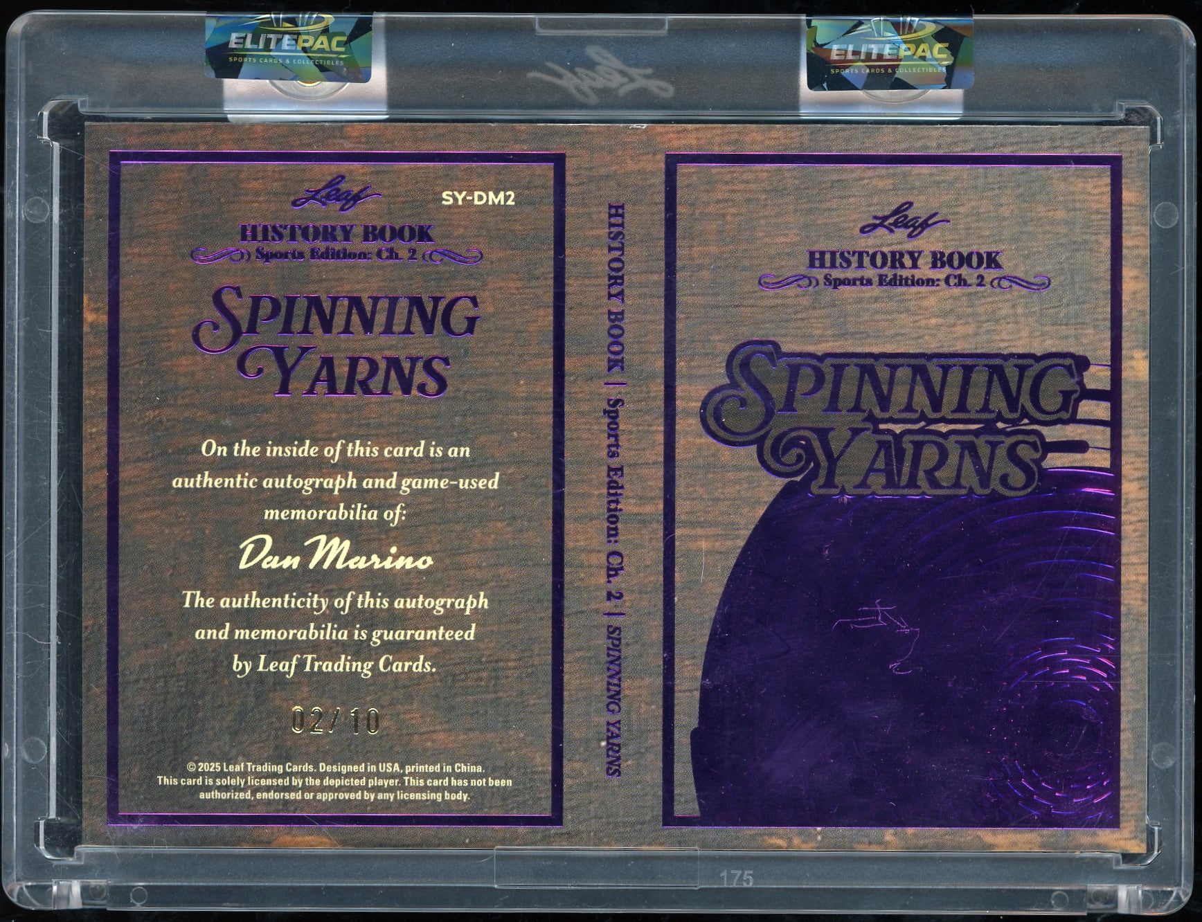 2025 Leaf History Book Sports Edition: Chapter 2   Dan Marino #/10 Football