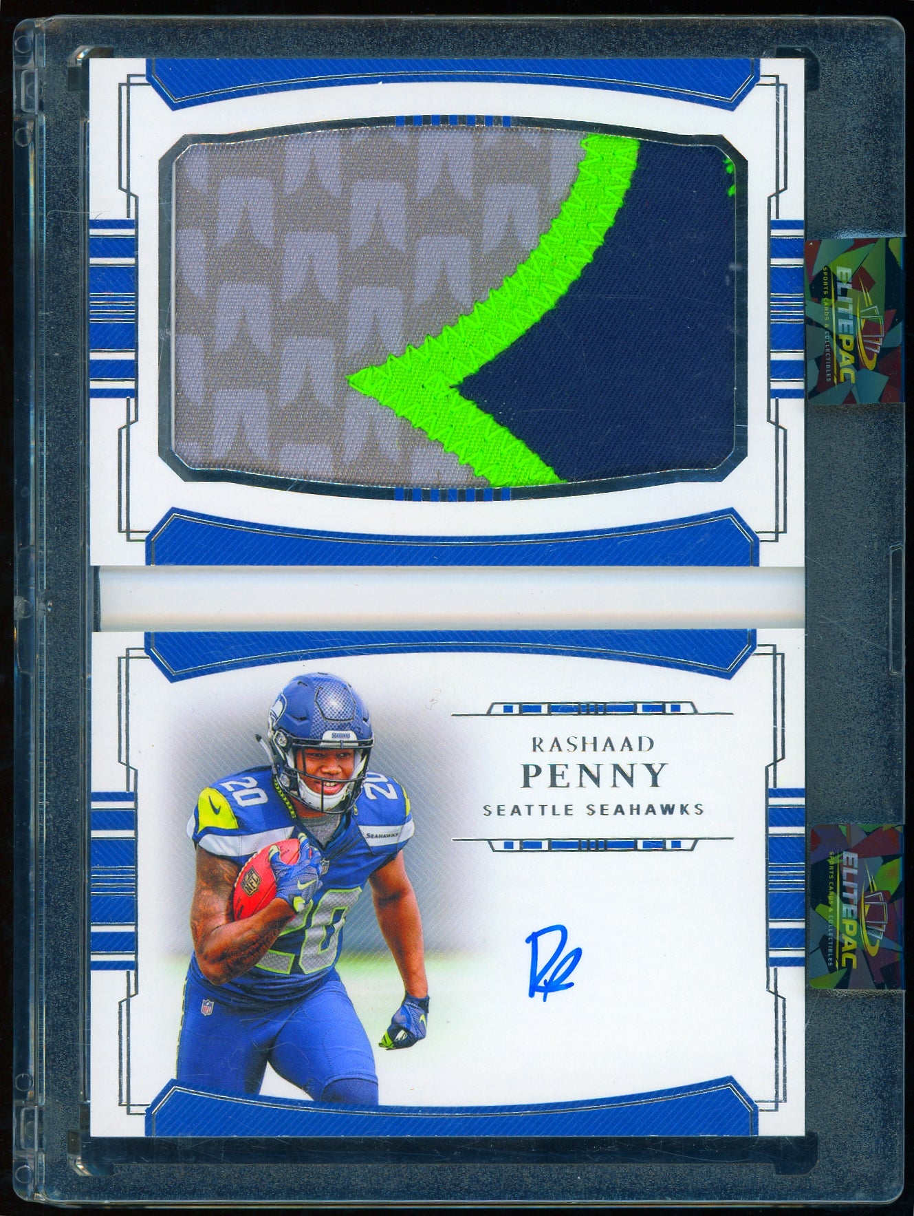 2018 Panini National T Rashaad Penny Rookie Material Signatures #/99 football