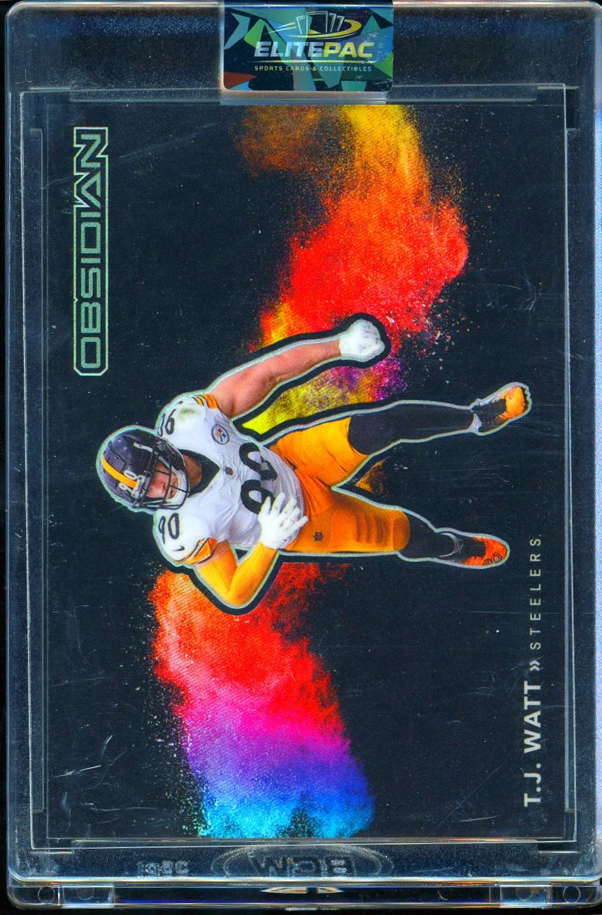 2021 Panini Obsidian #CB-15 T.J. Watt Color Blast Black football