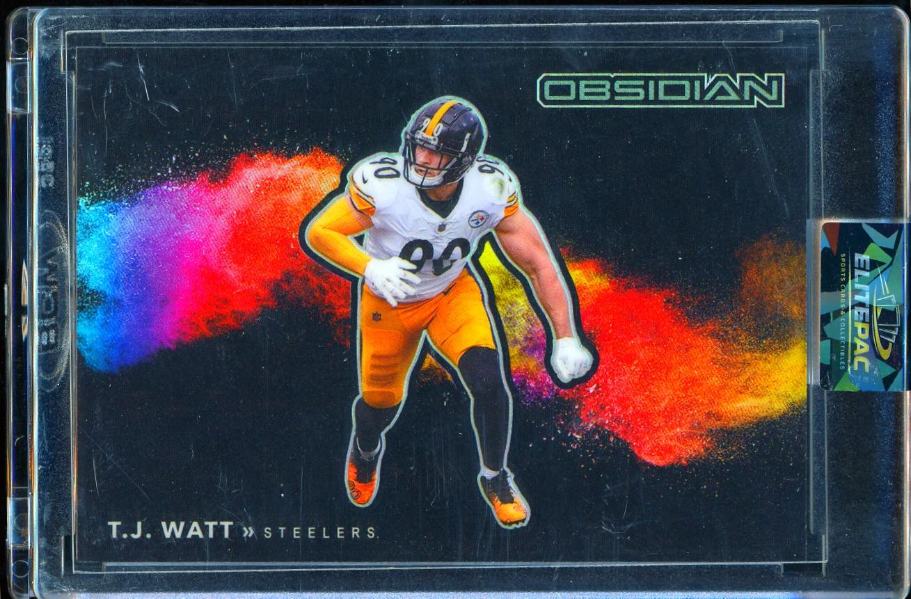 2021 Panini Obsidian #CB-15 T.J. Watt Color Blast Black football