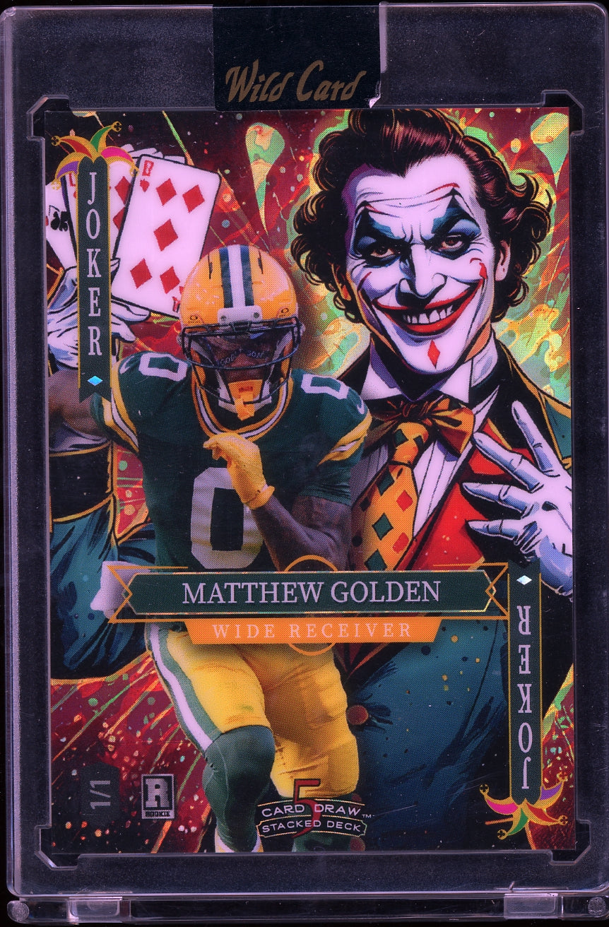 2025 Wild Card Jokers Wild - Rainbow Jokers Red Matthew Golden #/1 football